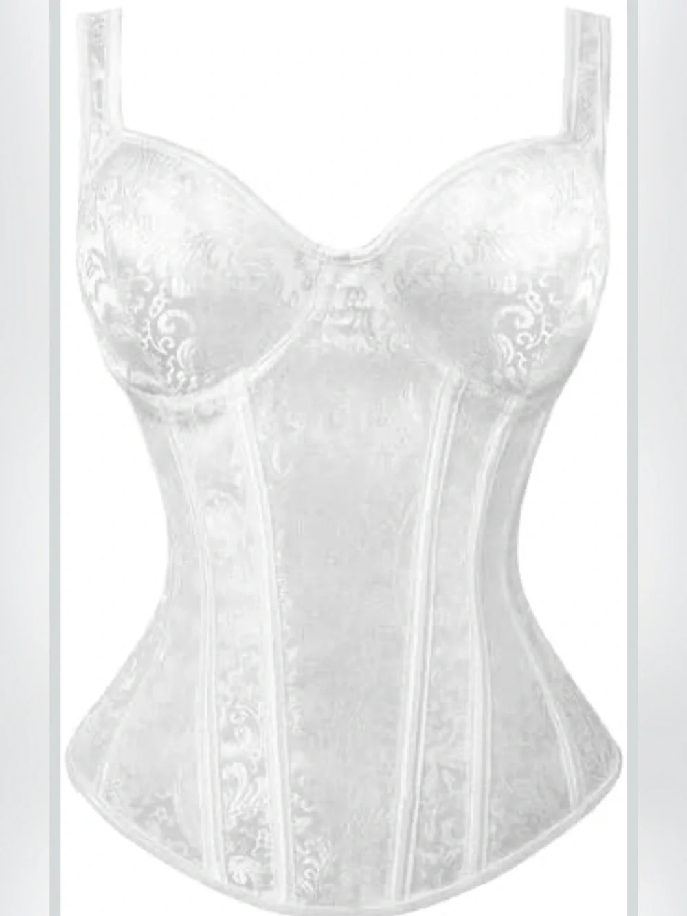 Kimring Gothic Jacquard Shoulder Straps Tank Overbust Corset Bustier White XL